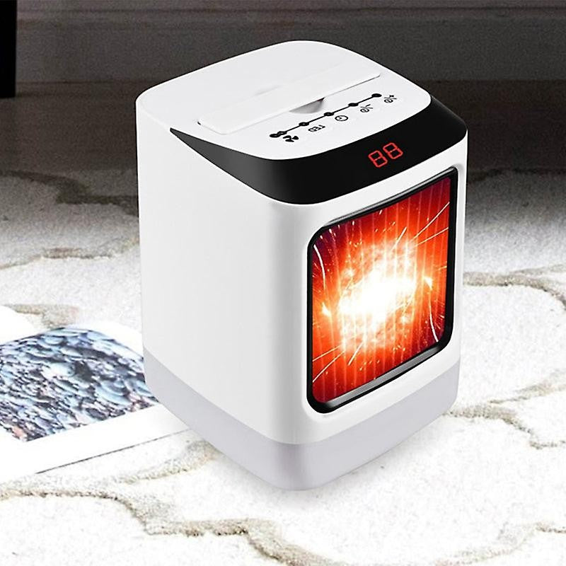 Mini Incalzitor Portabil Cu Telecomanda, Aeroterma Electrica De Priza, Afisaj Digital, Termostat Reglabil, Oprire Automata, 1000W, Alb/Negru