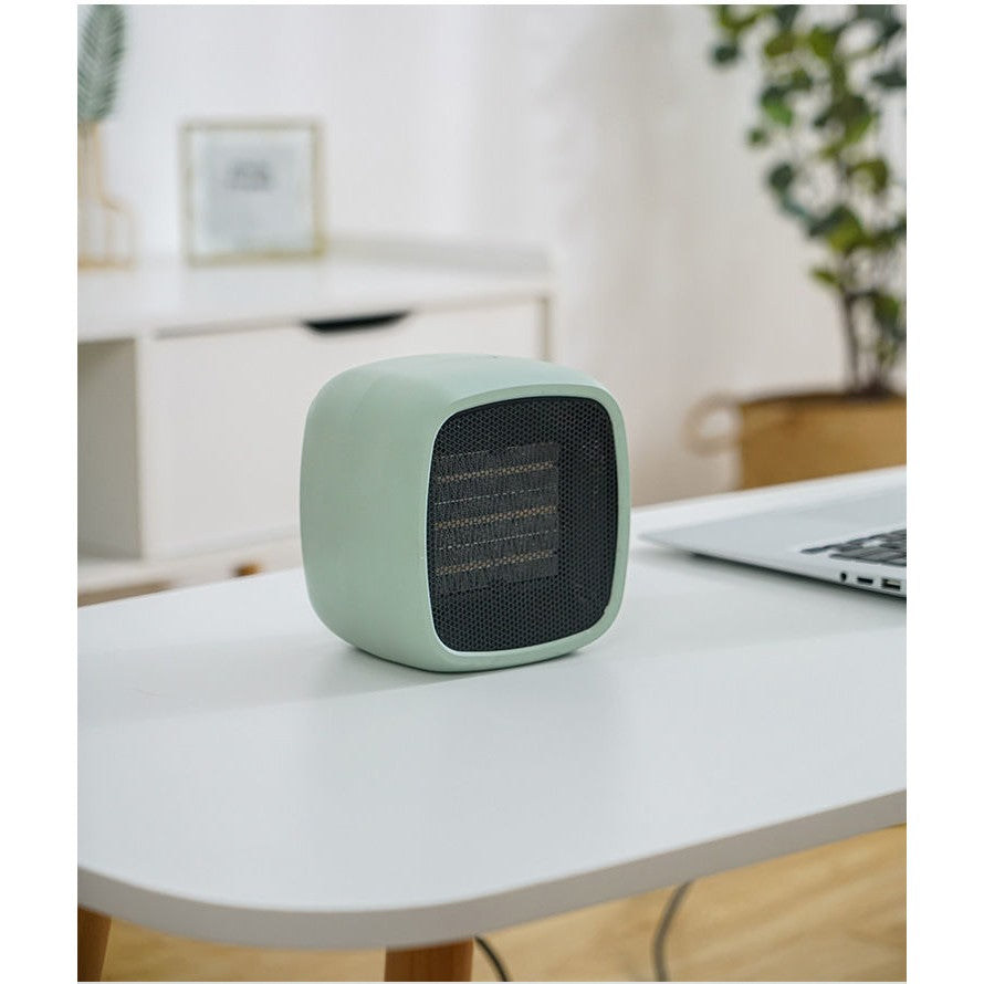 Mini Radiator Electric Portabil, Aeroterma Compacta 800 W, 2 Trepte de Incalzire, Protectie la Rasturnare, Suprafata 10 mp, 150x120x175 mm, Verde