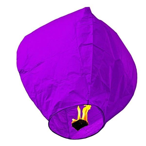 Lampion Zburator Biodegradabil, Rezistent la Foc, Hartie Ignifuga, Forma Ovala, Mov