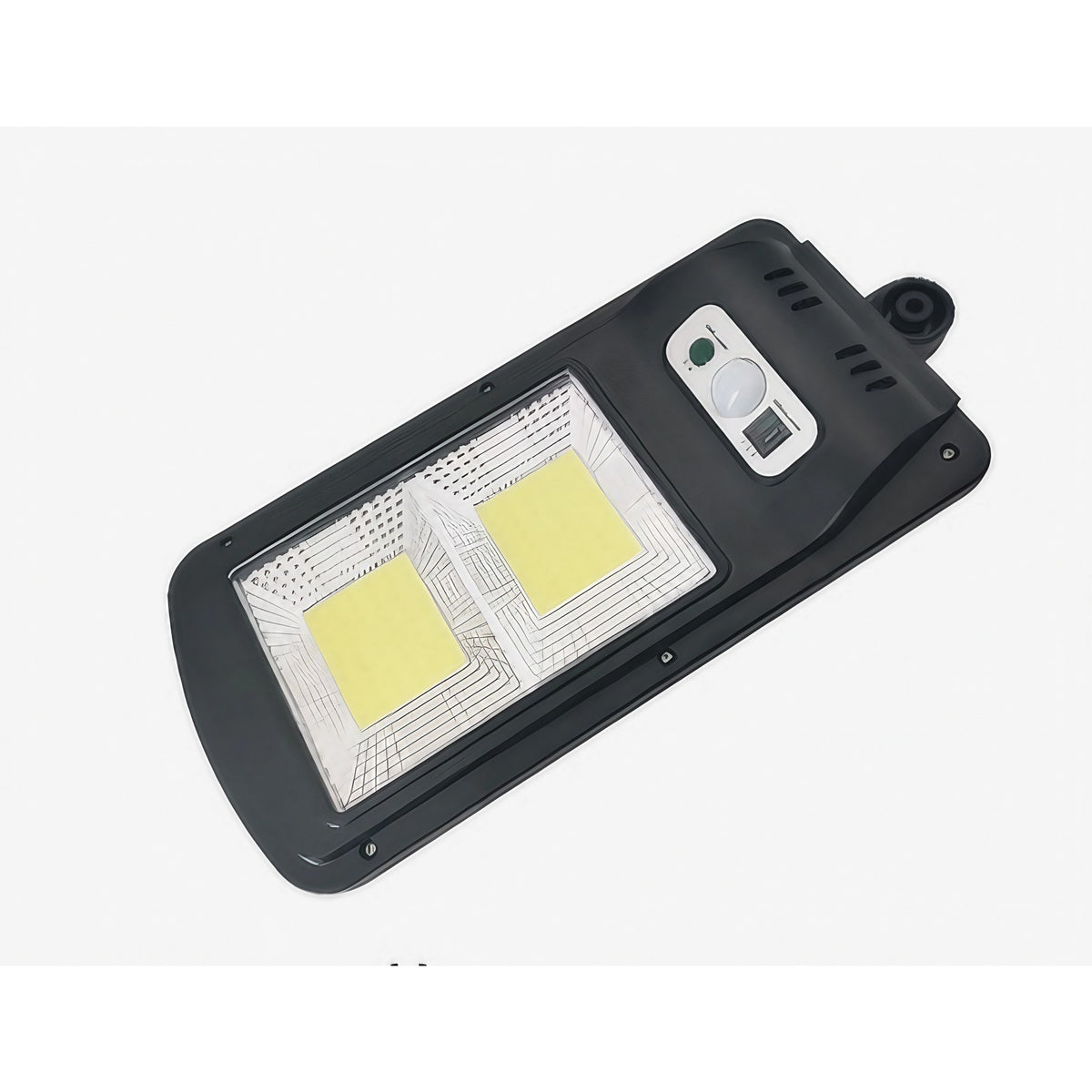 Lampă Stradală Solară cu Senzor de Mișcare și Telecomandă, 108 LED COB, 2592 Lumeni, 21.6 W, Protecție IP65, 3 Moduri Iluminare, Plastic ABS, 36 cm x 11.5 cm, Alb Rece