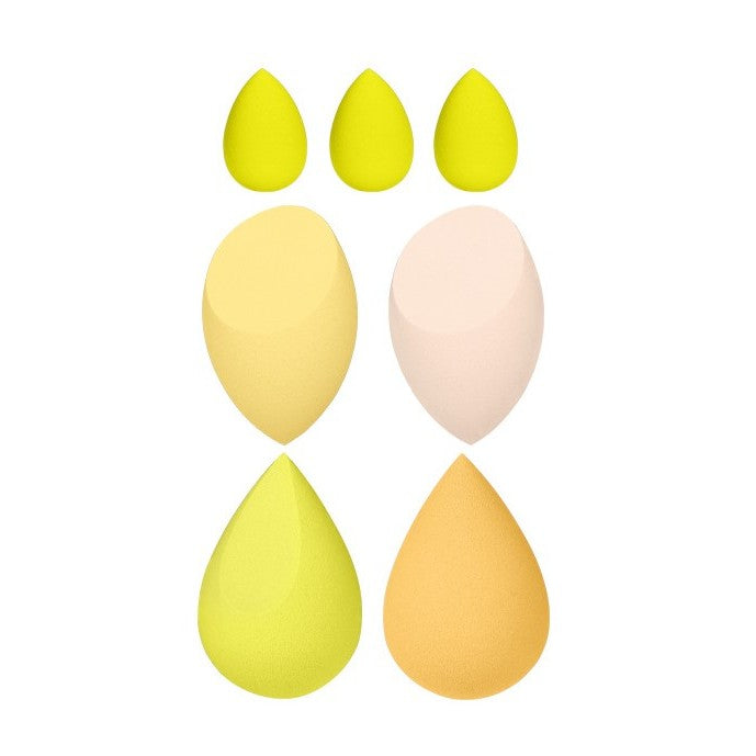 Set Bureti Machiaj pentru Fond de Ten si Anticearcan, Textura Moale pentru Aplicare Uniforma si Finish Natural, Poliuretan, 7 Bucati, Galben