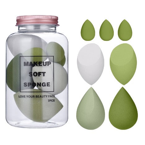 Set Buretei Machiaj Premium Pentru Aplicare Fond De Ten Si Corector, Textura Moale, Reutilizabili, 7 Bucati, Verde