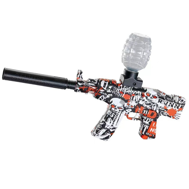 Mitraliera Electrica de Jucarie AK47 cu Bile de Gel si Sageti de Spuma, Blaster cu Tragere Automata, Include 5000 Bile Hidrogel, Amortizor, Ochelari de Protectie si Acumulator, 28x31 cm, Rosu