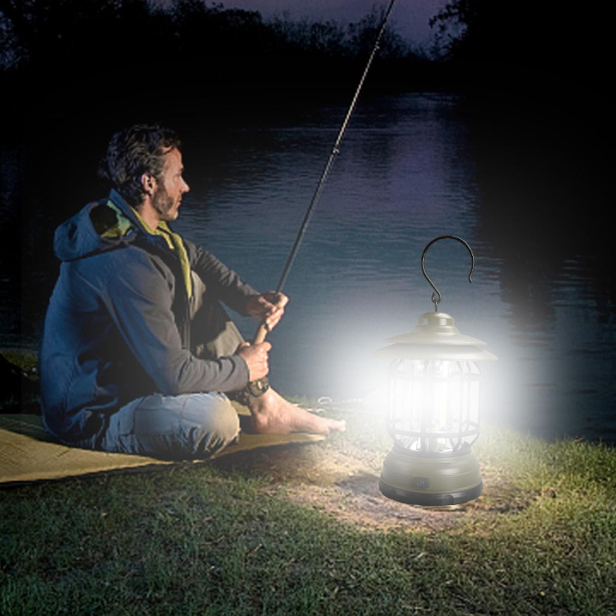 Lampa Portabila Camping, Felinar Vintage cu 21 LED COB, Intensitate Reglabila 20-200 Lumeni, Unghi de Iluminare 360 Grade, Carcasa ABS cu Carlig, 5W, Verde