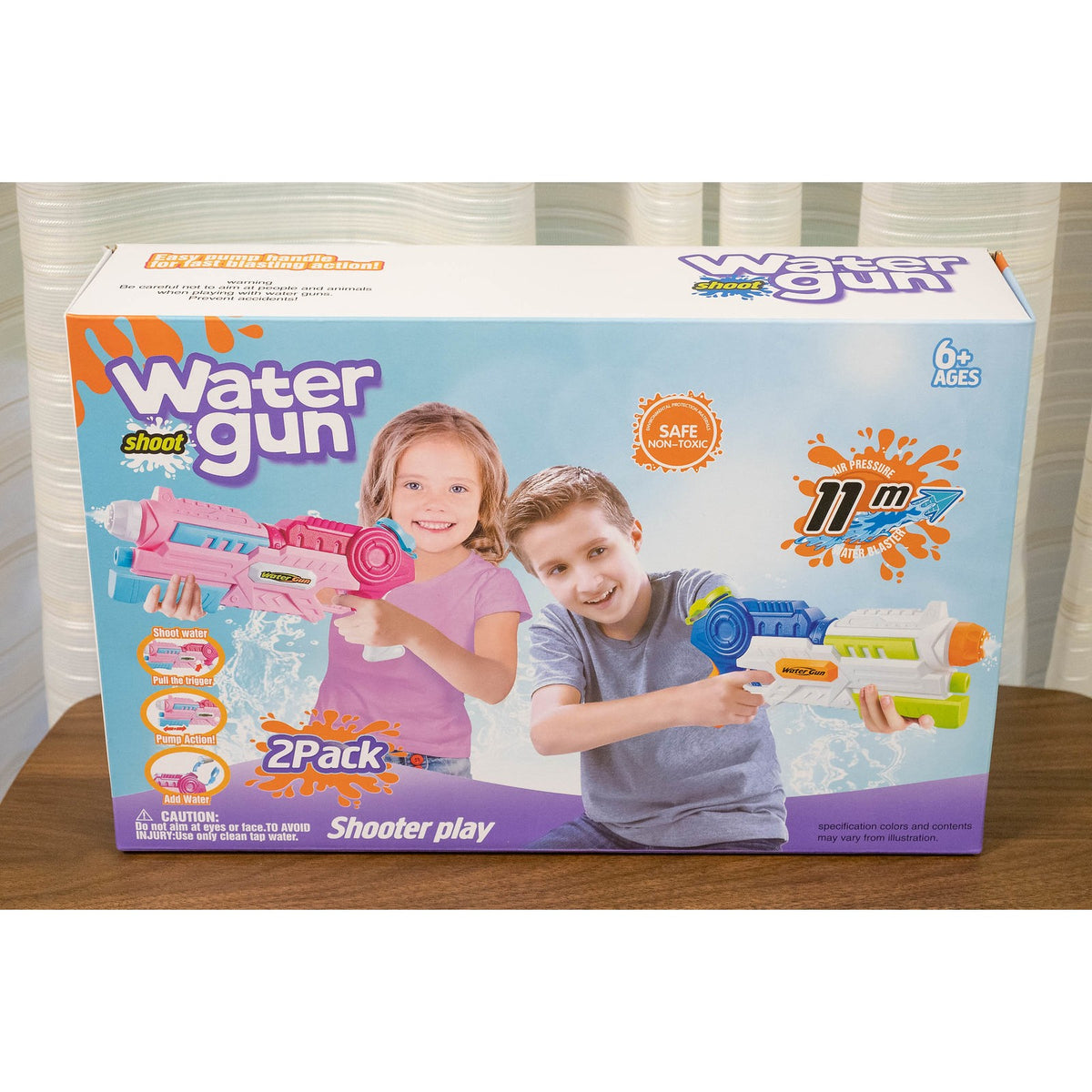 Pistol cu Apa pentru Copii si Adulti, Set 2 Bucati cu Pompa de Inalta Presiune si Rezervor Mare, Jucarie de Vara pentru Piscina si Plaja, 1000 ml, Roz si Albastru, 6 Ani+