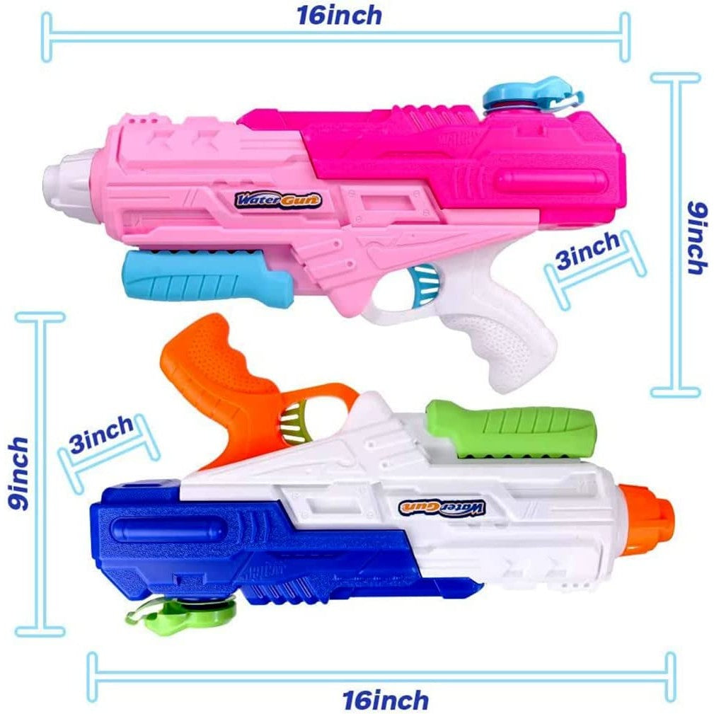 Set 2 Pistoale cu Apa pentru Copii si Adulti, Mecanism cu Pompa si Tragaci, Jucarie Exterior pentru Piscina si Plaja, Capacitate 1200 ML, Roz/Albastru