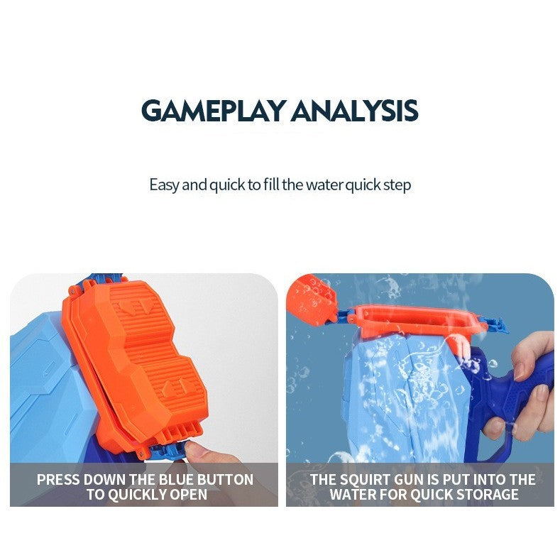 Pistol cu Apa pentru Copii si Adulti, Jucarie de Vara cu Pompa de Inalta Presiune si Rezervor de Mare Capacitate, Quick Fill, Albastru, 600 ml