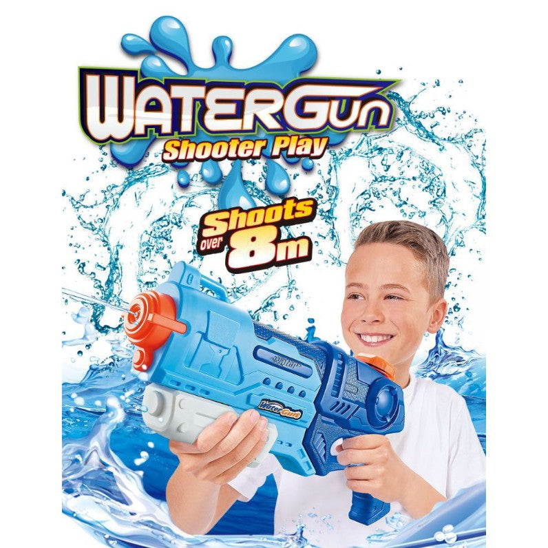 Pistol cu Apa pentru Copii si Adulti, Mecanism cu Pompa si Inalta Presiune, Jucarie pentru Piscina si Plaja, Albastru, 990 ml