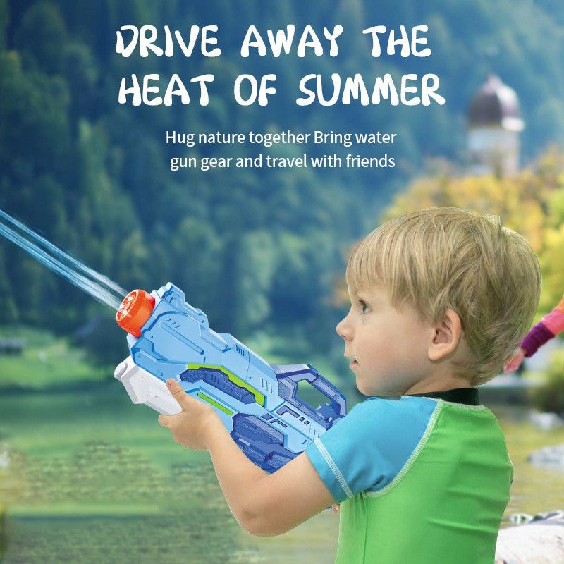 Set 3 Pistoale cu Apa pentru Copii si Adulti, Mecanism cu Pompa de Inalta Presiune si Tragaci, Jucarie de Vara pentru Piscina si Plaja, Albastru, 3 Bucati, 1 x 1000 ml + 2 x 300 ml