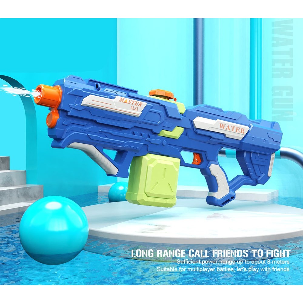 Pistol cu Apa Electric pentru Copii si Adulti, Jet Automat Burst, Acumulator 1500mAh reincarcabil, Rezervor 800ml, Albastru/Verde
