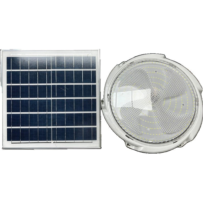 Plafoniera Solara LED 300W, Panou Fotovoltaic 15W, Telecomanda, 418 LED-uri, Flux Luminos 27000 lm, Cablu 4.6 m, Diametru 360 mm, Alb Rece 6000K