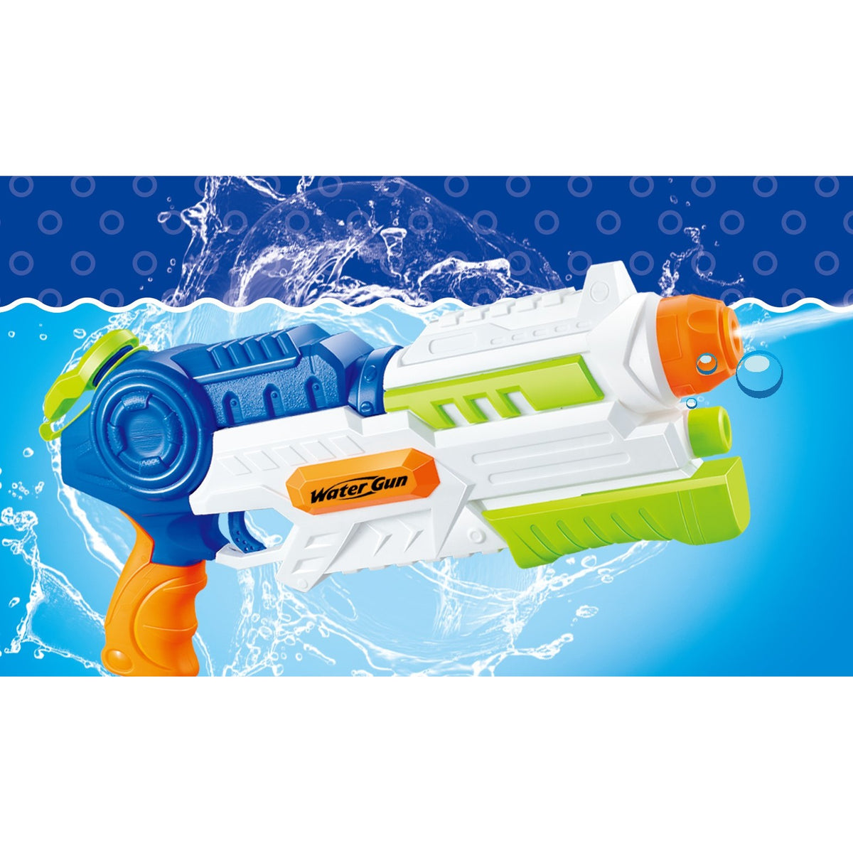 Pistol cu Apa pentru Copii si Adulti, Pompa de Inalta Presiune, Rezervor Mare Anti-Scurgere, Pentru Piscina si Plaja, 6 Ani+, Albastru/Multicolor, 1000 ml