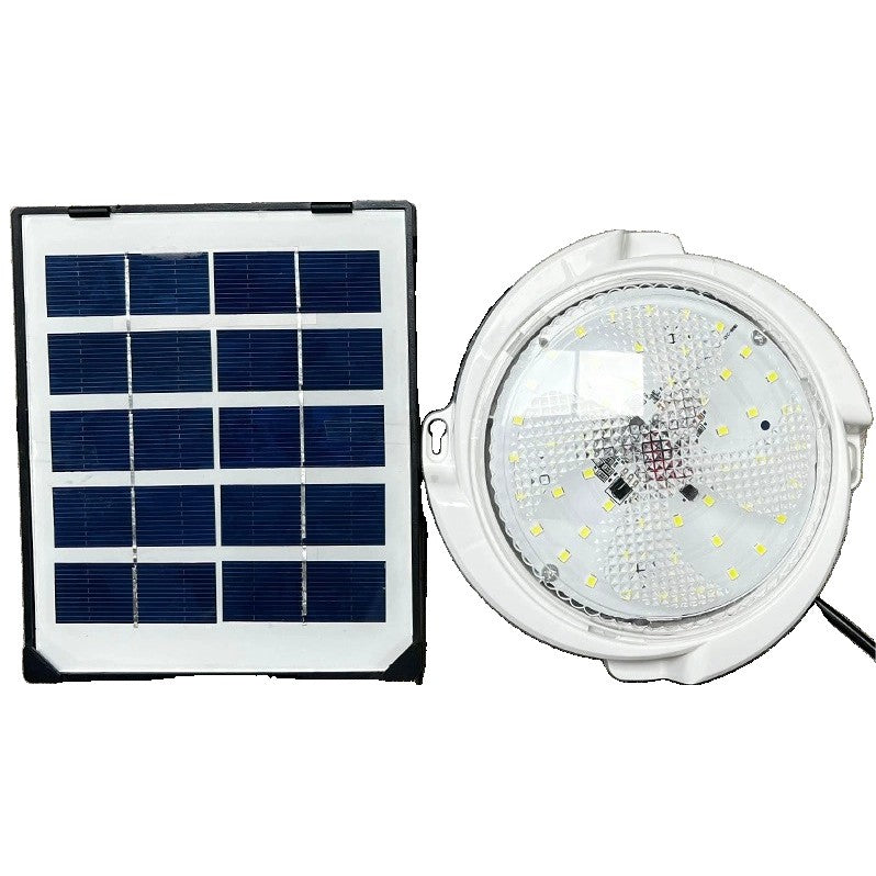 Plafoniera Solara 30W, Lampa LED Exterior si Interior cu Panou Solar, Telecomanda, 50 LED, Lumina Alb Rece 6000K, Flux Luminos 2700 Lm, Cablu 4.6 m, Diametru 145 mm