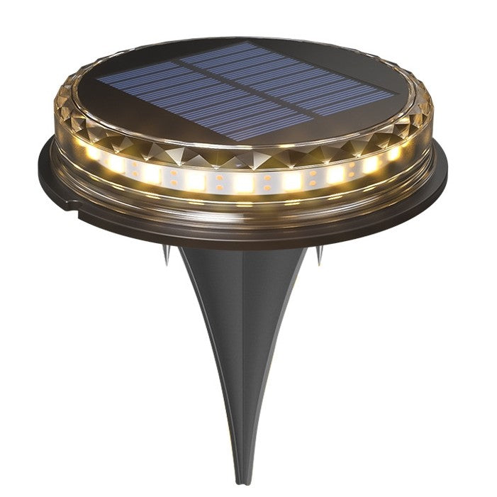 Lampa Solara LED Tip Spot pentru Gradina, 8 LED-uri cu Senzor de Lumina, IP44 Rezistenta la Apa, ABS si Policarbonat, Lumina Alba Calda, 12 x 13.5 cm, Set 4 Bucati