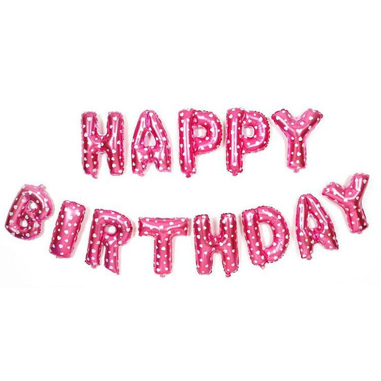 Set 13 Baloane Happy Birthday, Ghirlanda Aniversara din Folie Aluminiu, Litere 40 cm, Roz