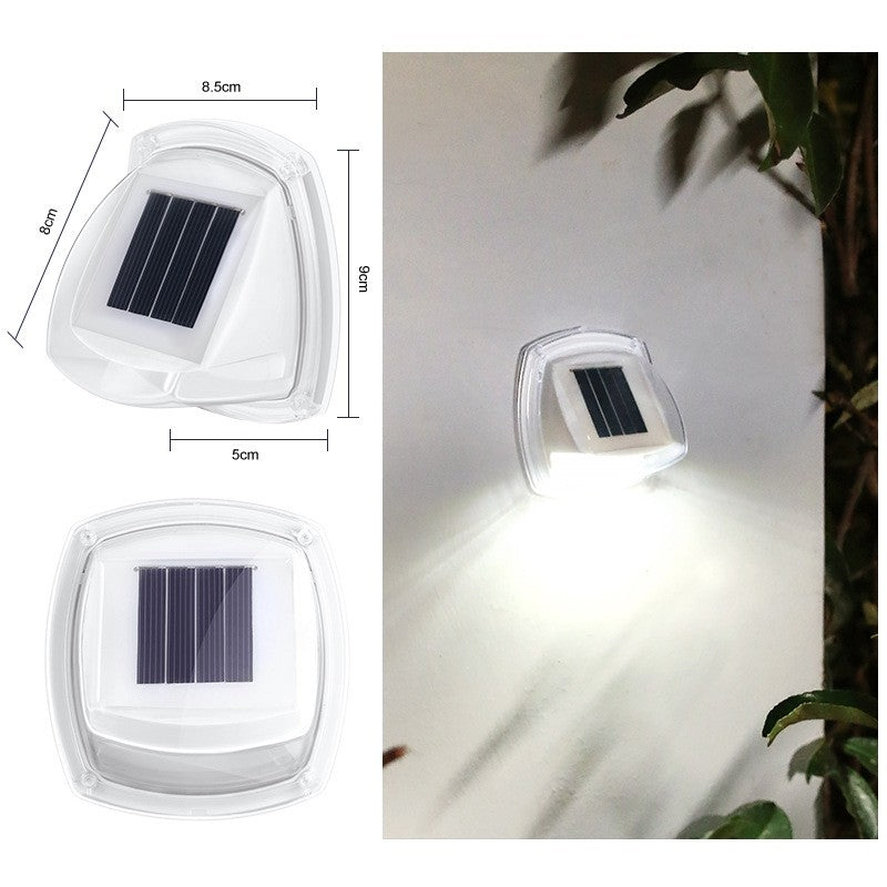 Set 2 Lămpi Solare LED de Grădină, Aplică de Perete Exterior cu Senzor de Lumină, 8 LED-uri per Lampă, Material ABS Rezistent la Apă, Lumină Alb Rece, Acumulator 600mAh, Alb, 2 Bucăți
