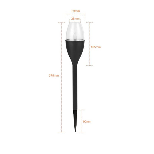 Lampa Solara LED pentru Gradina, Efect Flacara si Design Pahar de Vin, Protectie IP65 Rezistenta la Intemperii, ABS si PVC, Inaltime 37.5 cm, Lumina Alb Cald, Negru, Set 10 Bucati