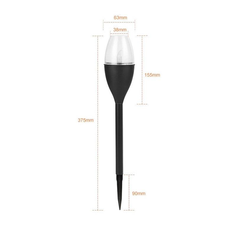 Lampa Solara LED pentru Gradina, Efect de Flacara, Tip Pahar de Vin, Protectie IP65, Senzor de Lumina, Material ABS si PVC, Inaltime 37.5 cm, Lumina Alb Rece, Negru, Set 10 Bucati