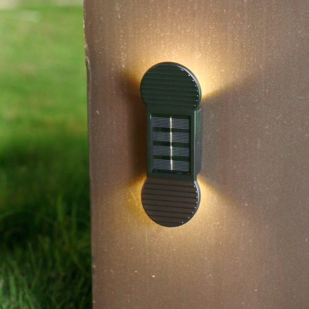 Aplica Solara LED de Perete si Scari, Senzor Lumina, Rezistenta la Apa IP65, ABS si Policarbonat, 16 x 5.9 x 3.3 cm, Lumina Alb Calda, Negru, Set 4 Bucati
