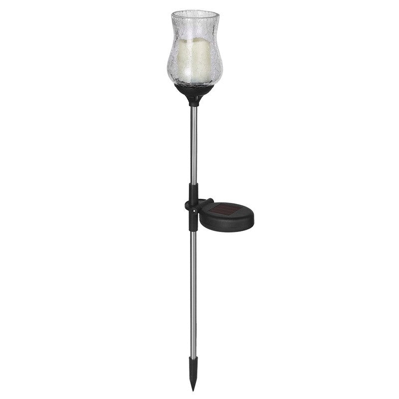 Lampa Solara LED Decorativa Tip Lalea, Senzor de Lumina Automat, Material Sticla si ABS, Acumulator 600mAh, Inaltime 55 cm, Alb Cald