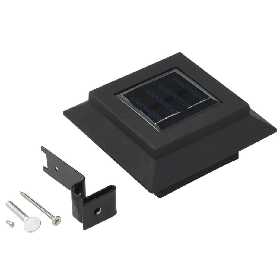Lampa Solara LED Pentru Gradina, Scari Sau Balustrada, Senzor De Lumina, Acumulator 1200mAh, ABS, 12 LED-uri SMD, Lumina Alb Cald, Carcasa Neagra, 12 x 6 cm
