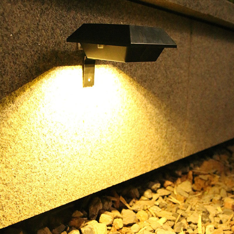 Lampa Solara LED Pentru Gradina, Scari Sau Balustrada, Senzor De Lumina, Acumulator 1200mAh, ABS, 12 LED-uri SMD, Lumina Alb Cald, Carcasa Neagra, 12 x 6 cm