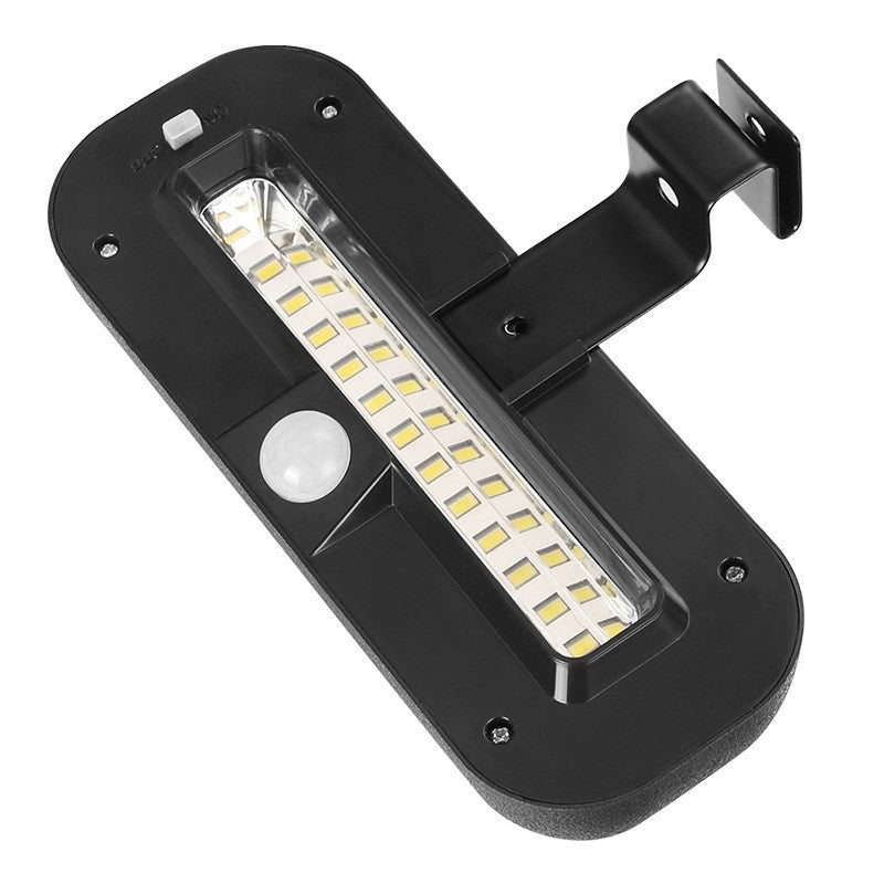 Lampa Solara LED Dreptunghiulara pentru Perete, Senzor de Miscare si Lumina, Rezistenta la Apa IP65, Acumulator 2200mAh, ABS, 18 x 7 cm, Lumina Alb Rece, Negru