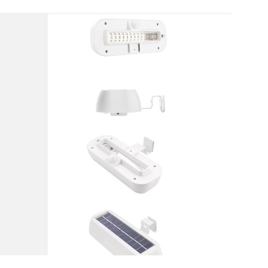Lampa Solara LED Dreptunghiulara pentru Perete, Senzor de Miscare si Lumina, Protectie Apa IP65, Carcasa ABS, Acumulator 2200mAh, 18 x 7 cm, Lumina Alb Rece, Alb