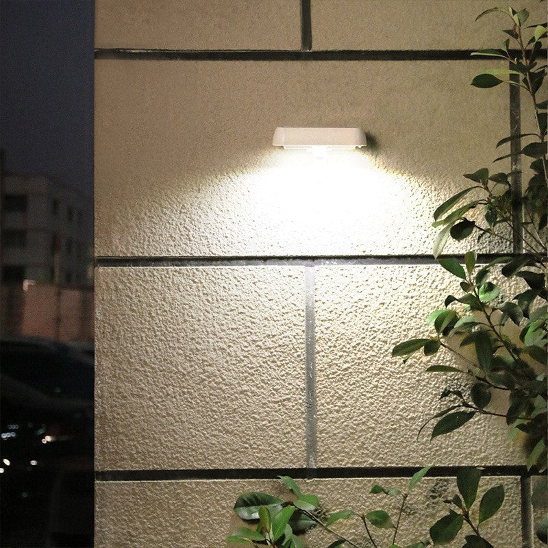 Lampa Solara LED Dreptunghiulara pentru Perete, Senzor de Miscare si Lumina, Protectie Apa IP65, Carcasa ABS, Acumulator 2200mAh, 18 x 7 cm, Lumina Alb Rece, Alb