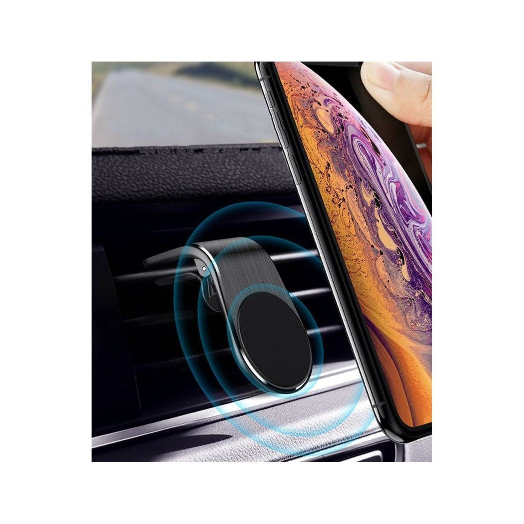 Suport Auto Magnetic Universal pentru Telefon, Tableta si GPS, cu Magneti Neodim Puternici, Fixare pe Grila de Ventilatie, Ajustabil, Negru