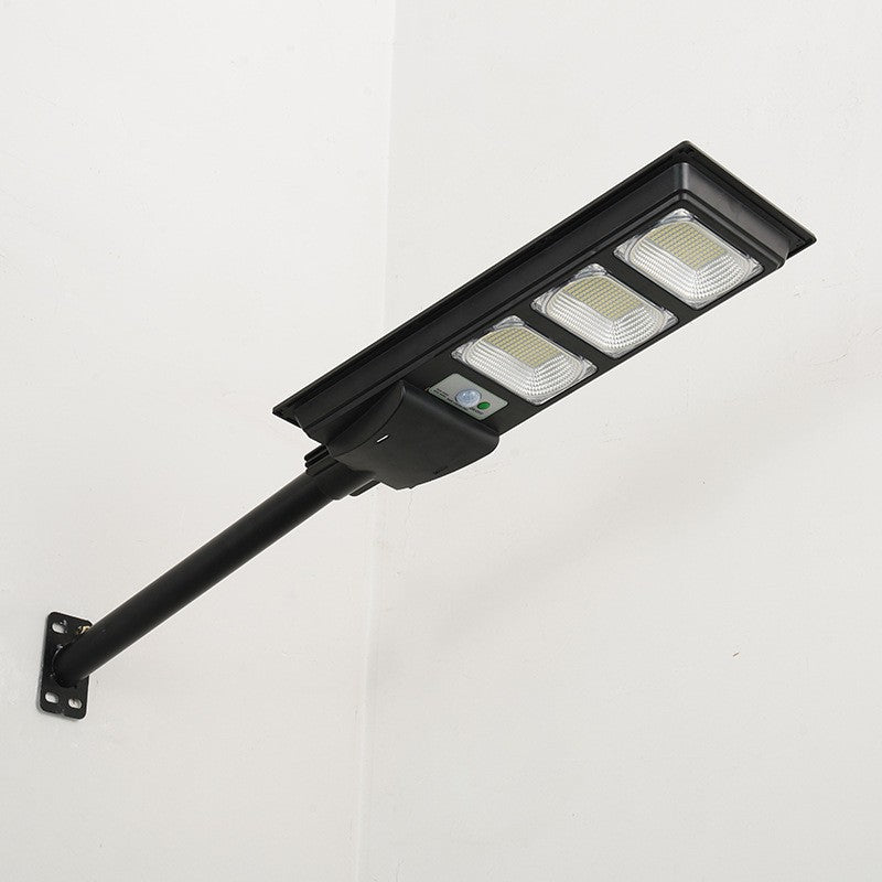 Lampa Solara Stradala LED 150W, Senzor de Miscare si Telecomanda, Panou Solar Inclus, Autonomie 12 Ore, Protectie IP65, 144 LED-uri, ABS, 6500K, Negru