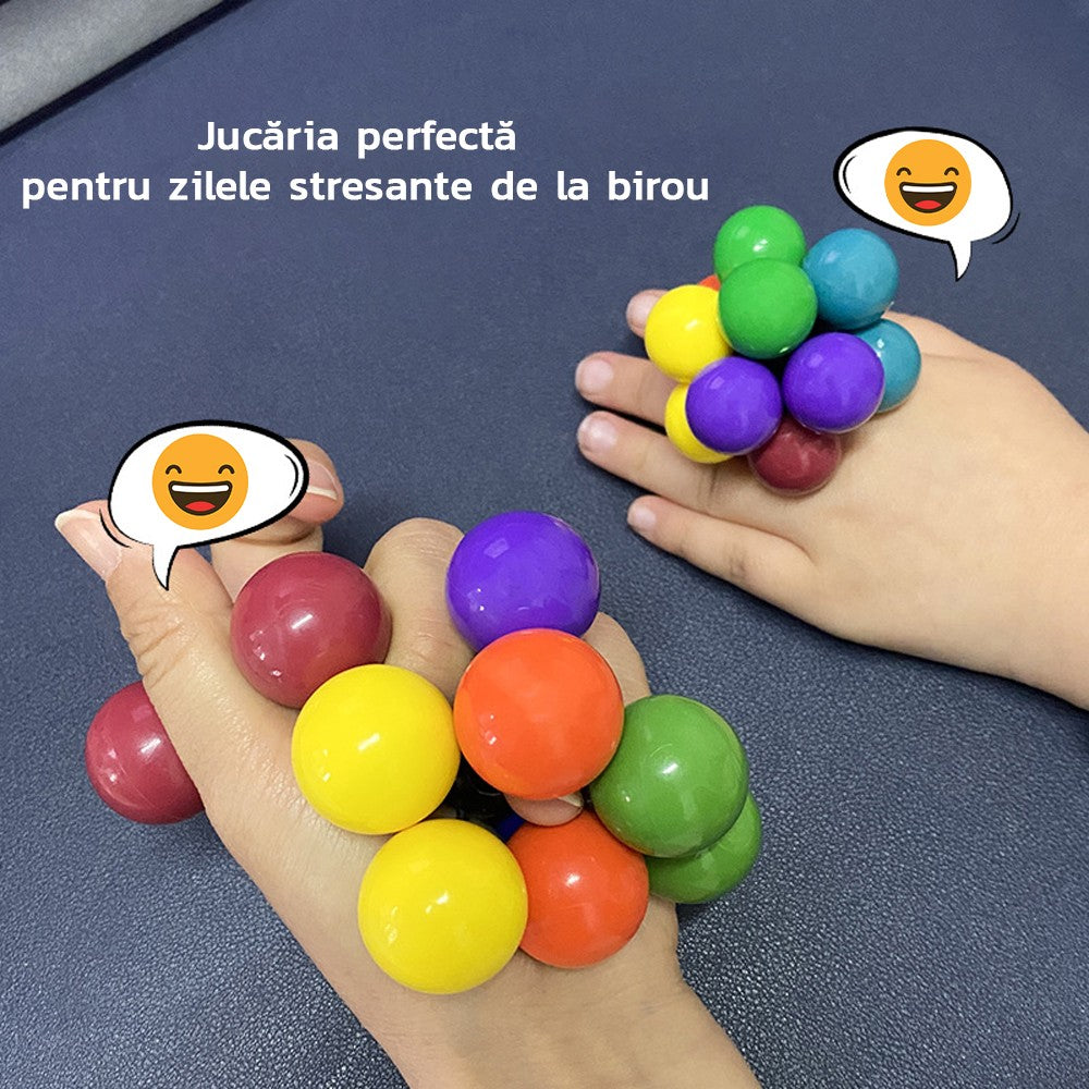 Jucarie Interactiva Antistres, Mingi Senzoriale Pentru Coordonare, Material Non-Toxic Flexibil, 5.5 x 5.5 cm, Multicolor