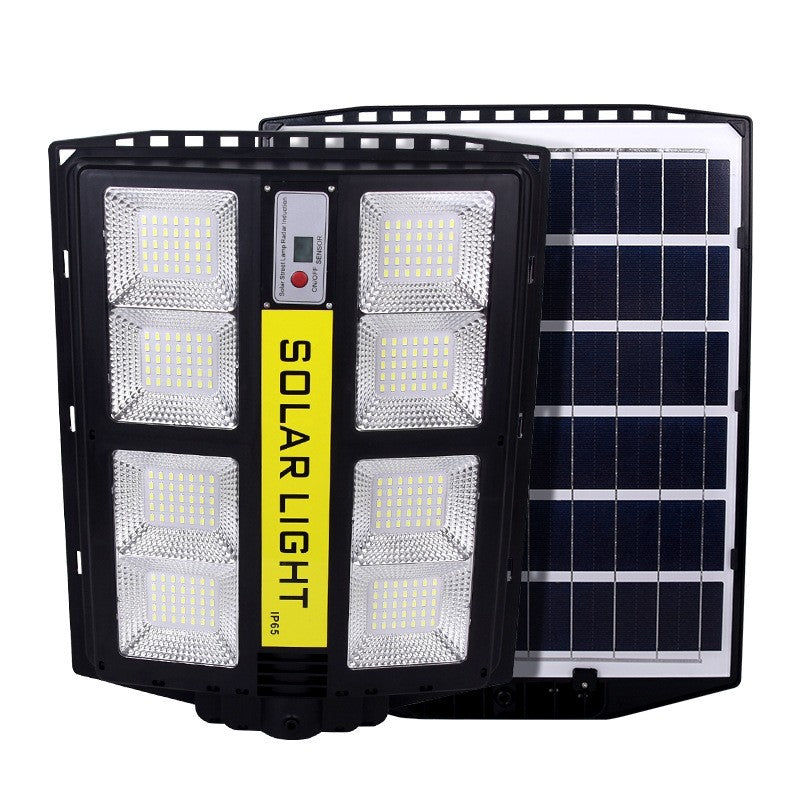 Lampa Solara Stradala 500W, Senzor de Miscare si Telecomanda, Protectie IP65, 720 LED-uri, Acumulator 15AH, ABS, Autonomie 12 Ore, 44.5x34.7 cm, Negru