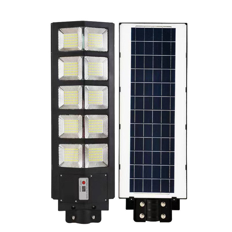 Lampa Solara Stradala 300W, Senzor de Miscare si Lumina, 225 LED-uri, Rezistenta la Apa IP65, Telecomanda si Suport, Acumulator 15Ah, 6500K, 69.5x24.3 cm, Negru