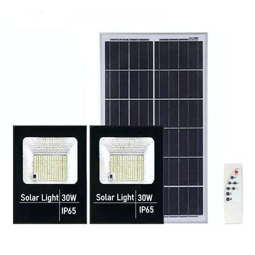 Set 2 Proiectoare LED SMD 30W cu Incarcare Solara, Senzor de Lumina si Telecomanda, Protectie IP65, Autonomie 10 Ore, ABS, Negru, 200 LED-uri, 13x13.5 cm