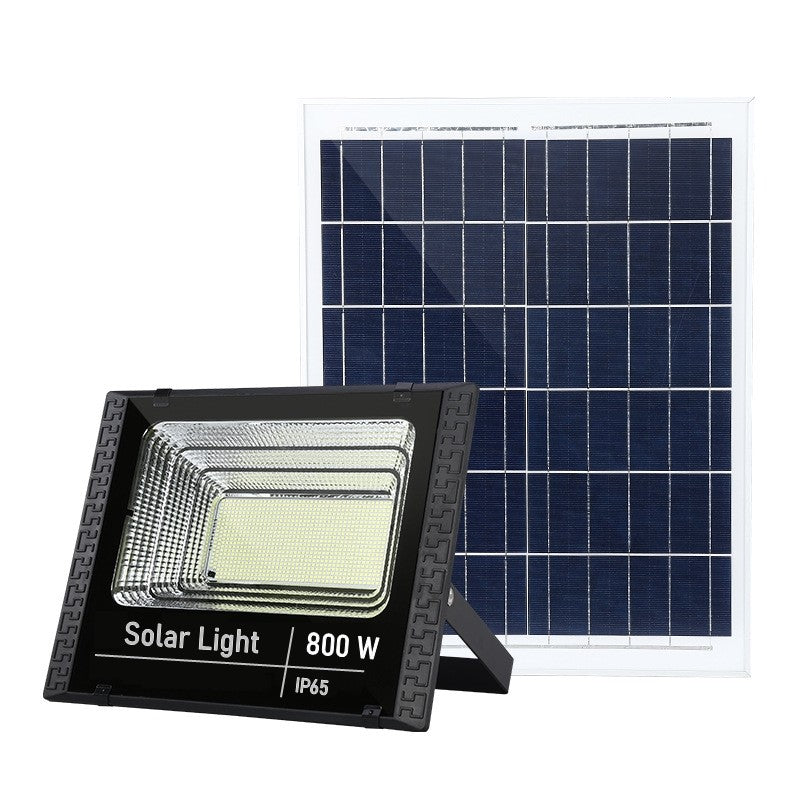 Proiector LED Solar 800W, Lampa Exterior cu Panou Solar si Senzor Lumina, IP65, Telecomanda si Suport, 966 LED-uri SMD, Acumulator 20AH, 6500K, Negru