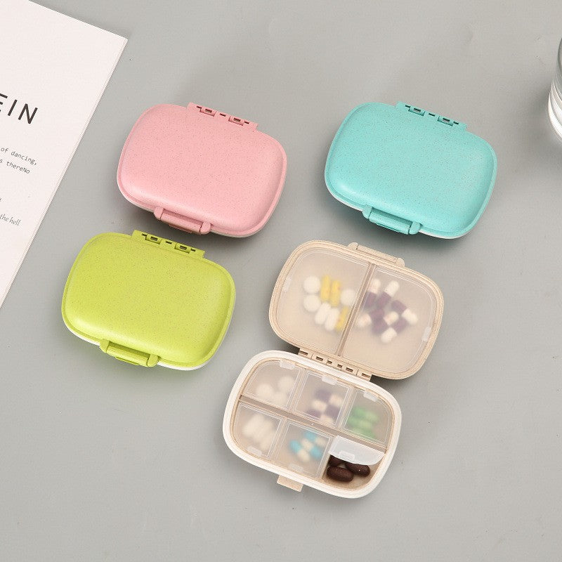 Organizator Medicamente si Vitamine, Cutie Pastile Portabila cu 8 Compartimente, Inchidere Etansa cu Silicon, Plastic Fara BPA, 11 x 7 cm, Verde