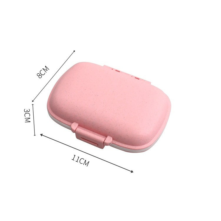 Organizator Medicamente si Pastile Portabil, Cutie Depozitare cu 8 Compartimente, Inchidere Ermetica cu Sigiliu Silicon, Plastic Fara BPA, Roz, 11 x 7 cm