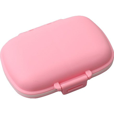 Organizator Medicamente si Pastile Portabil, Cutie Depozitare cu 8 Compartimente, Inchidere Ermetica cu Sigiliu Silicon, Plastic Fara BPA, Roz, 11 x 7 cm
