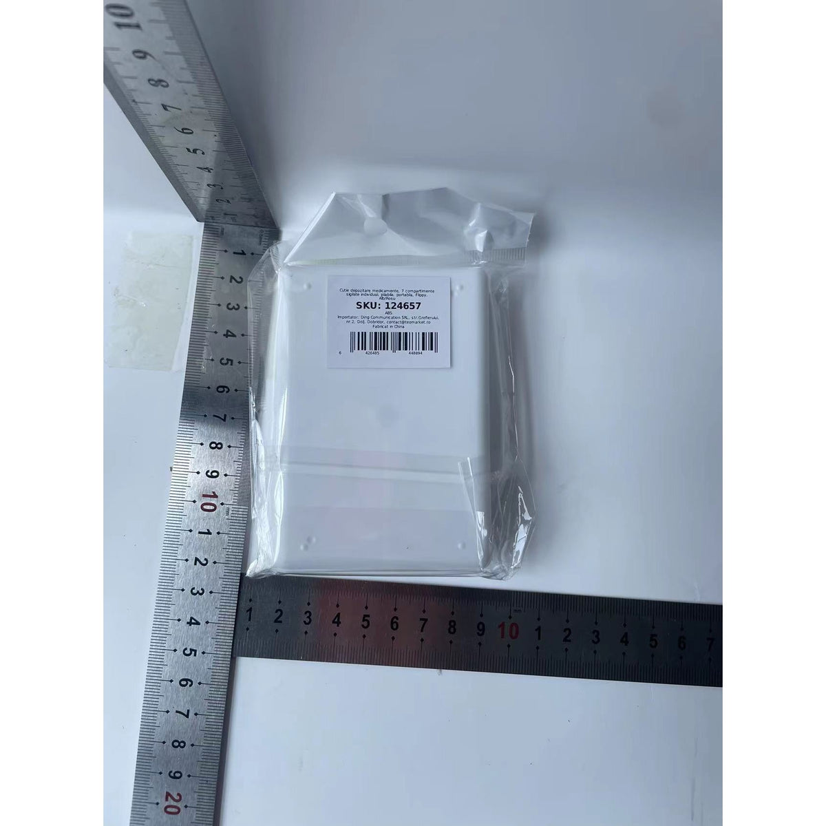 Organizator Medicamente si Cutie Pastile Portabila, 7 Compartimente cu Inchidere Ermetica, Plastic Fara BPA, Pliabila pentru Calatorii, Alb/Rosu