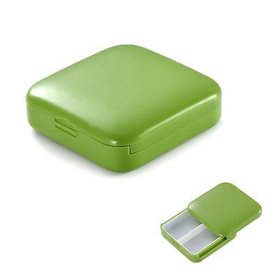 Organizator Medicamente Portabil, Cutie Pastile cu 2 Compartimente, Sistem Glisant Push-Pull, Plastic Fara BPA, Inchidere Etansa, Verde, 2 Bucati