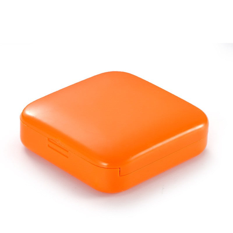 Organizator Medicamente Portabil, Cutie Pastile cu 2 Compartimente, Deschidere Glisanta cu o Mana, Plastic Fara BPA, Inchidere Etansa, 6.3x6.3x1.9 cm, Portocaliu, 2 Bucati