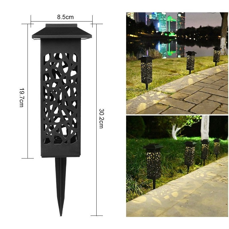 Set 6 Lampi Solare LED Tip Felinar, Iluminat Gradina si Exterior, Autonomie 6 Ore, Plastic Rezistent, Inaltime 30.2 cm, Lumina Calda, Negru