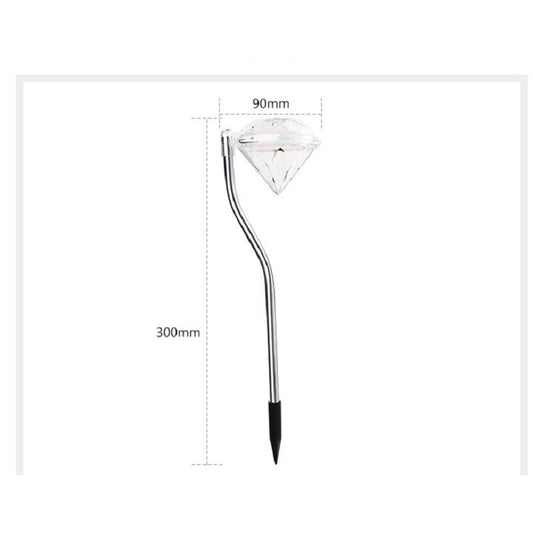 Set 4 Lampi Solare LED pentru Gradina, Lampa Decorativa Tip Diamant, Senzor Crepuscular, Material ABS, Lumina Alb Calda, 30 x 9 cm, Argintiu