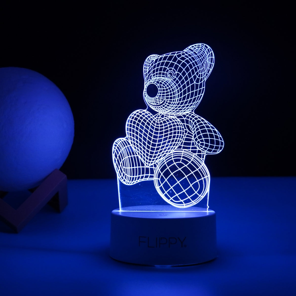 Lampă LED Decorativă 3D, Model Ursuțel, Iluminare Multicolură RGB, Material Acril, Alb
