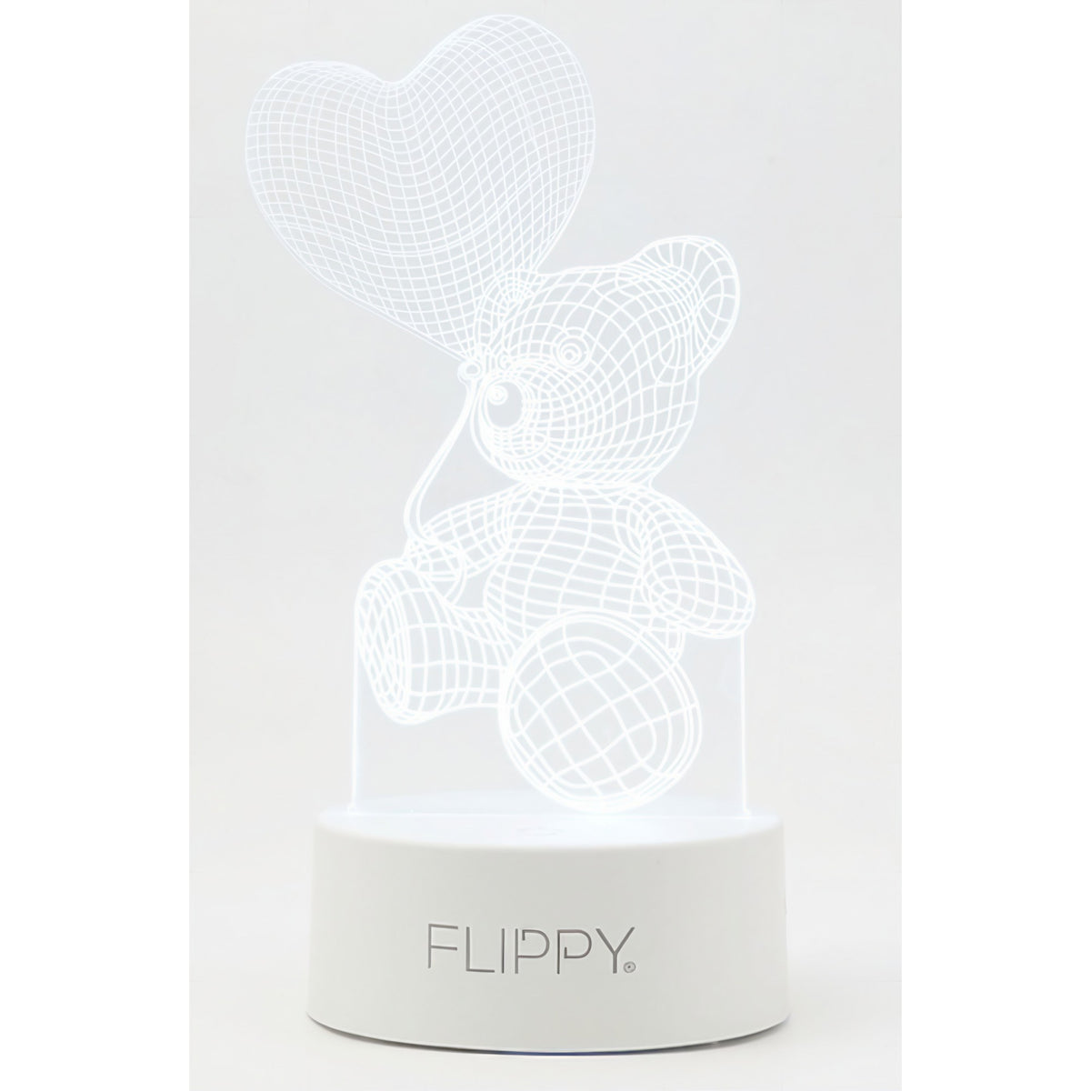 Lampa LED Decorativa 3D, Ursulet cu Balon Inima, Lumina Multicolora cu Telecomanda, Alimentare Duala USB sau Baterii, Material Acril, Inaltime 20 cm, Alb