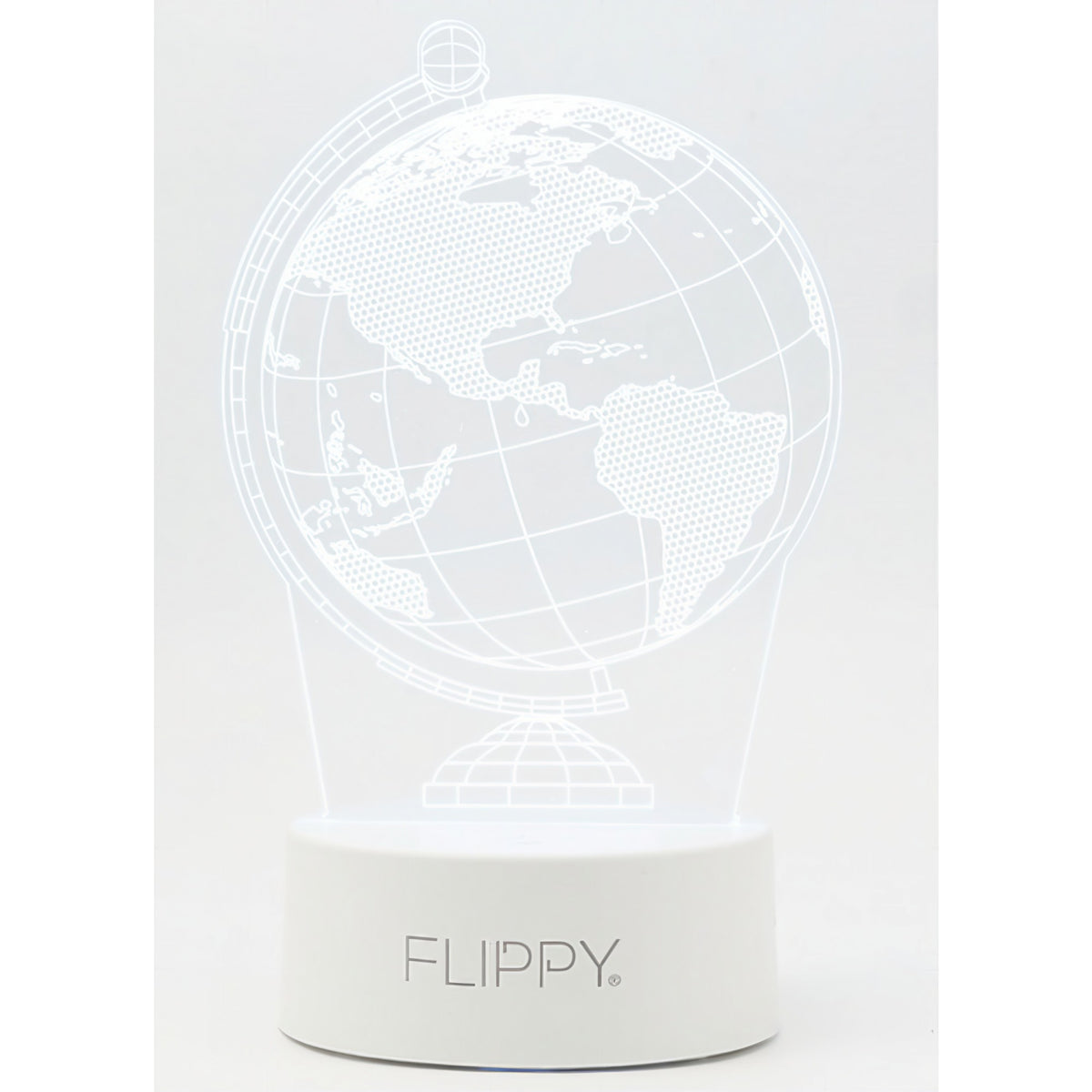 Lampa LED Decorativa 3D, Globul Pamantesc, Iluminare Multicolora cu Telecomanda, Alimentare USB sau Baterii, Material Acril, Inaltime 20 cm, Alb