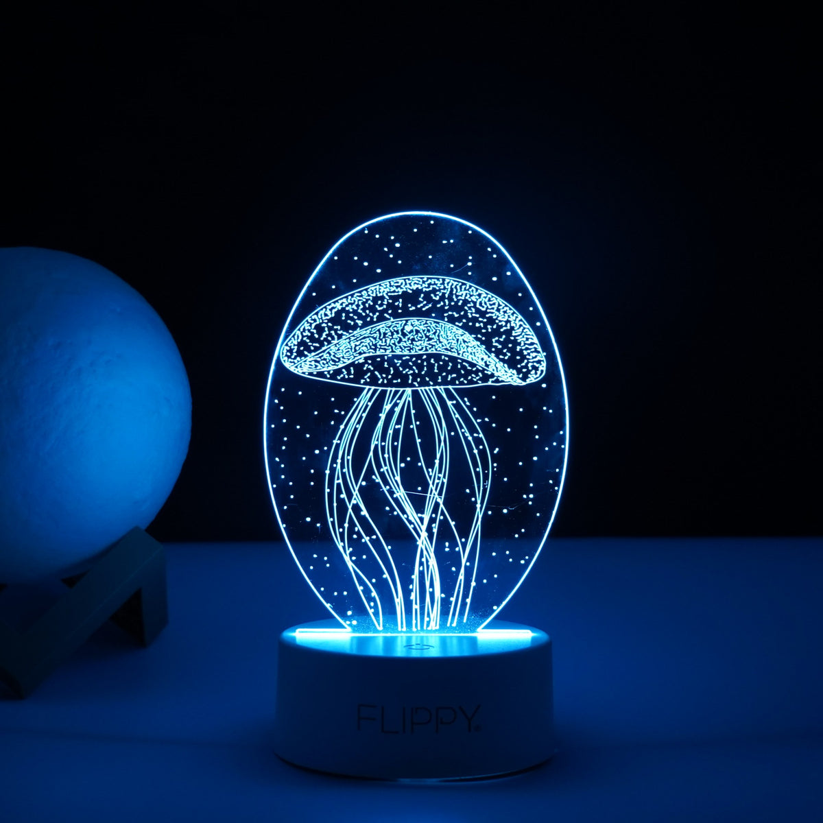 Lampă LED Decorativă 3D, Efect Meduză, Lumină Multicolară RGB, Material Acrilic, Alb