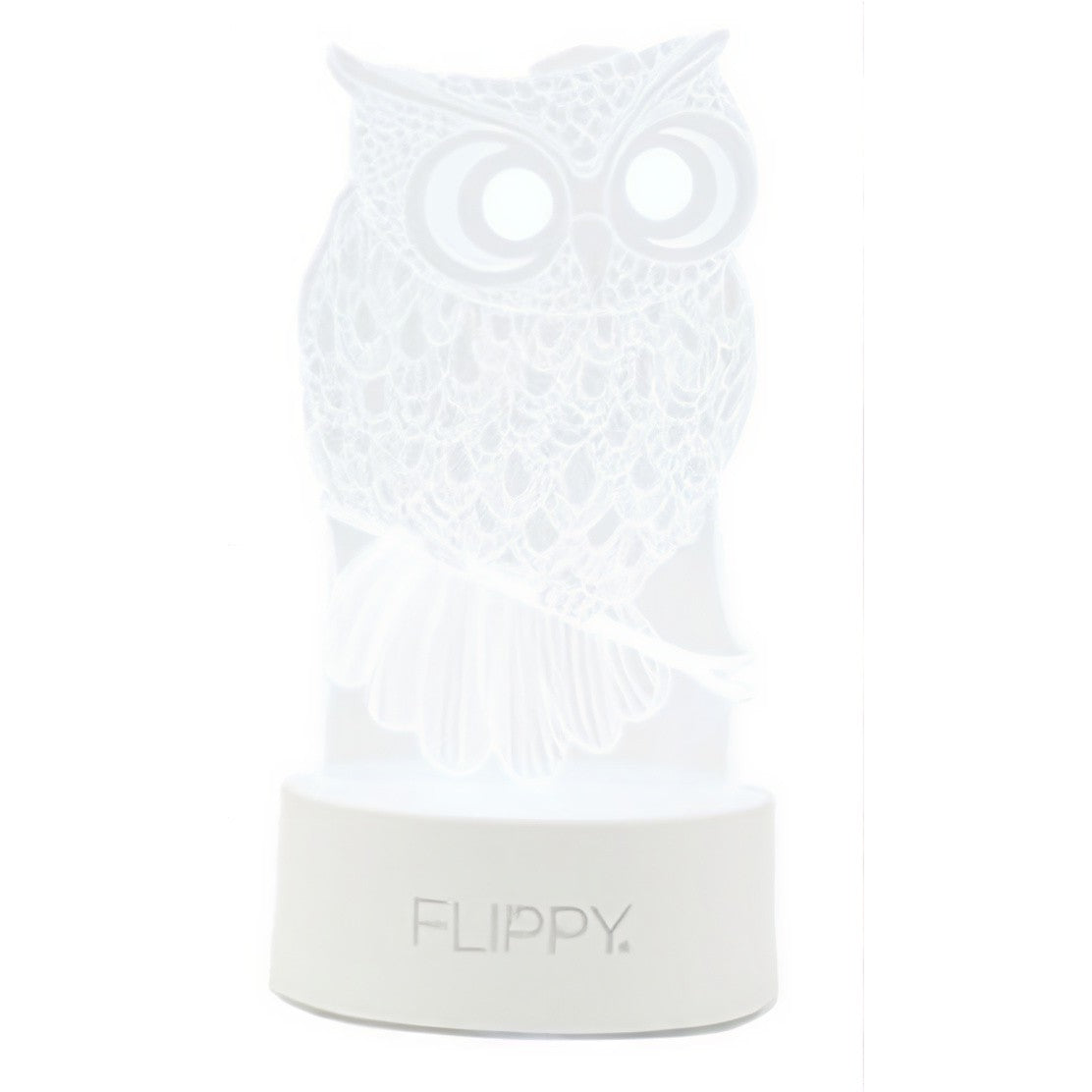 Lampa LED Decorativa 3D, Model Bufnita, Efect Iluzie Optica, Alimentare USB si Baterii, 7 Culori, Telecomanda Inclusa, Acril, 20 cm, Alb