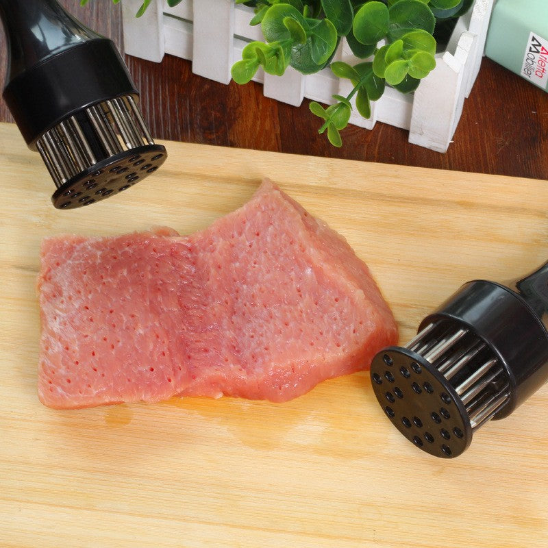Dispozitiv Pentru Fragezit Carnea Cu 21 Tije Din Otel Inoxidabil 304, Aparat Pentru Perforare Si Condimentare, Capac Protectie, 20 cm, Negru